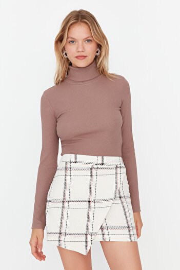 Trendyol Collection Спідниця в клітку екрю TWOAW23ET00050