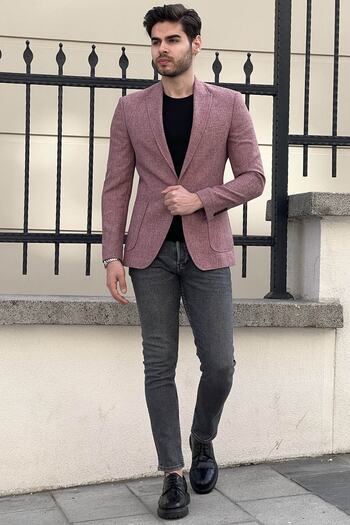 NAZEF Slim Fit High Quality Pointed Collar Bag Pocket Jacket