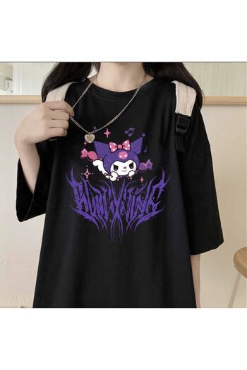 DENİKK Harajuku Kuromi Gothic Unisex Oversize T-shirt