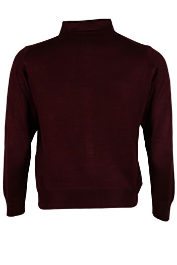 Modarar Erkek Bordo Kazak Polo Yaka Yünlü Klasik Normal Kesim Rar00653