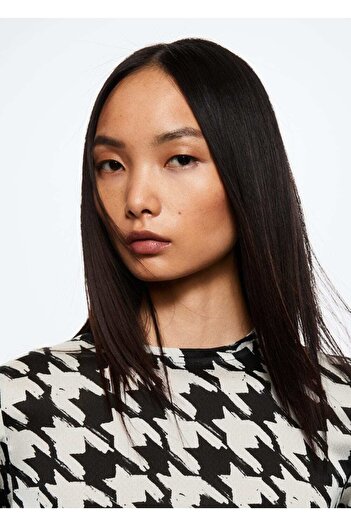 MANGO Woman Μπλούζα με σχέδιο Houndstooth