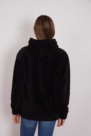 Eazy Co Eazy - Wellsoft Teddy Unisex Siyah Oversize Світшот