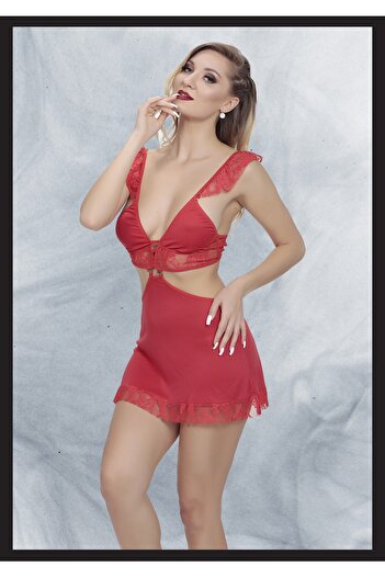 LoeCulotte Women's Sexy Lace Detailed Mini Dress - Fantasy Night Costume