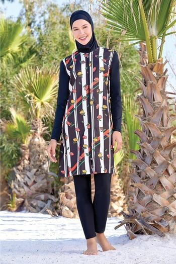 Adasea 2162 Black 2-Piece Design Hijab Swimsuit