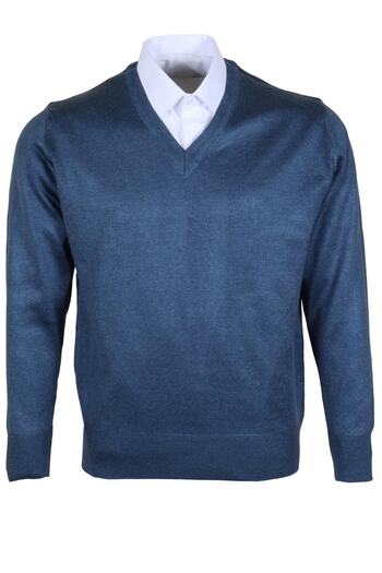 Modarar Men's Woolen Sweater V-Neck Regular Classic Cut Blue Rar00376