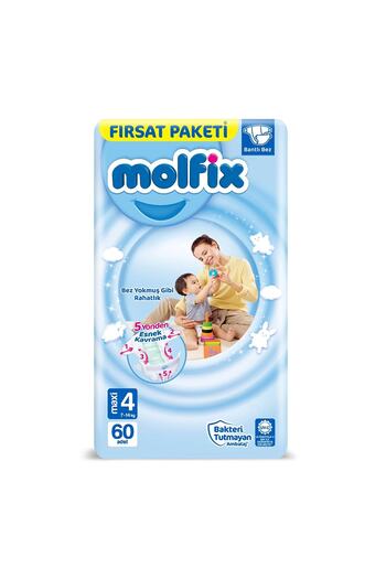 Molfix Baby Diapers Size 4 Maxi Opportunity Pack 7-14 Kg 60 Pieces
