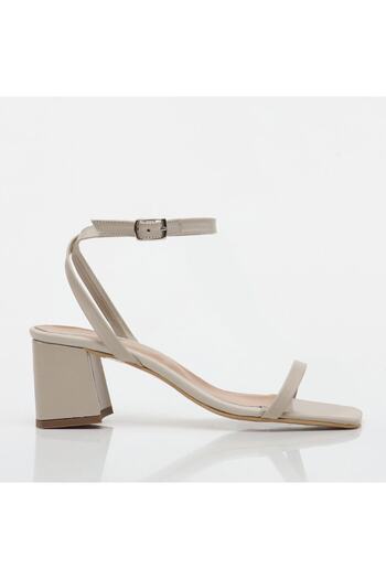 Hotiç Genuine Leather Beige Women's Heeled Sandals