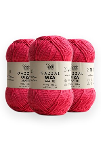 Gazzal Gıza Matte 100 Gr 3'lü Paket Giza Pamuk Amigurumi Punch El Örgü Ipligi Taka Yarn (5570 Gmt)