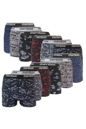 MENBOX Pack of 12 Lycra Men's Boxers Mixed Pattern