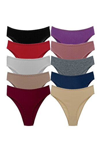 HNX Γυναικεία εσώρουχα 10 τμχ Cotton Heart Rubber Slip