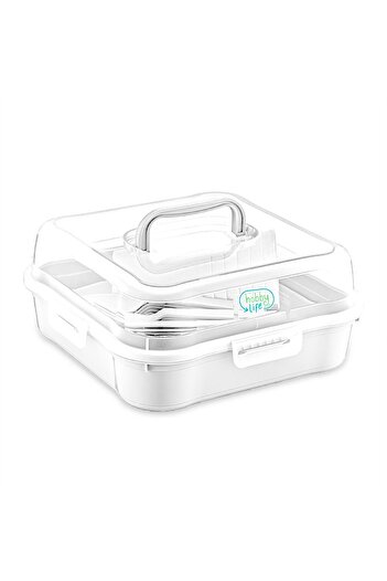 HOBBY LİFE 32 Piece Picnic Set for 6 People with Magic Bag White/cream Washable Color