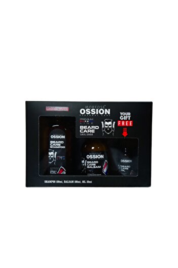 Ossion Ossion Beard Care Set - 3-Piece (Shampoo + Balm + Oil) Cardboard Box