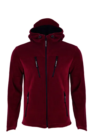GHASSY CO. Men's Claret Red Army Tactical Fleece Hooded Jacket