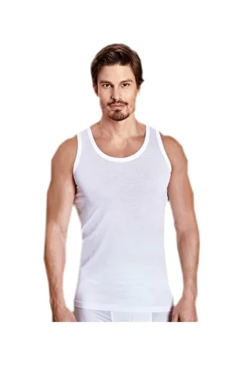 bykombincim Men's White Undershirt 6 Pack Undershirt 100% Cotton