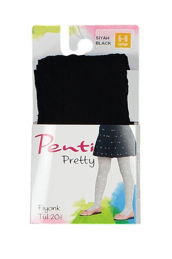Penti Girl's Black Pretty Bow Tulle Pantyhose PCDP562G17IY