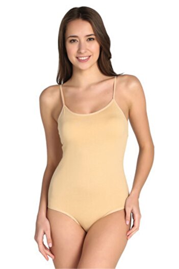 Tutku Nude Colored Lycra and Hooked Rope Strap Bodysuit - Set of 3