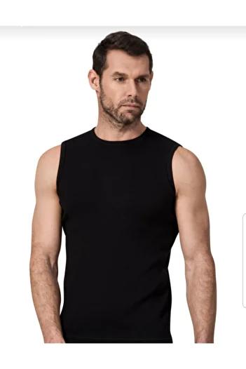 Namaldı 119 Ribana Men's Sleeveless Crew Neck Undershirt Black