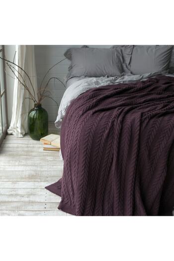 Betires Home Knitted Double Blanket Plum