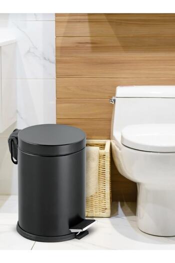 Bastonlu Black Metal Color Trash Can 3 lt