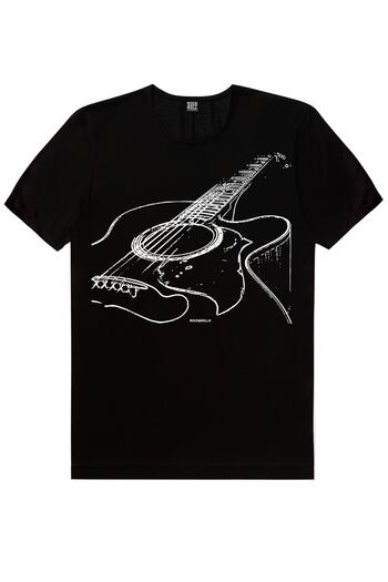 ROCKANDROLL Ανδρικό μαύρο μπλουζάκι με κοντομάνικο κορδόνια κιθάρας