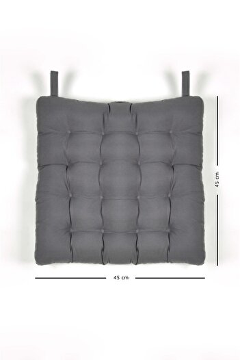 Kuscini Pofidik Natura 45x45 Bağcıklı Rattan Sandalye Minderi Antrasit