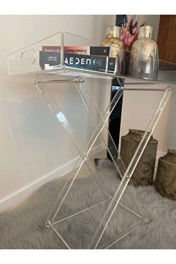 byplexiumlaser Pleksi X Ayak Tepsili Yan Sehpa Gold Ve Gümüş Ayak Seçilebilir