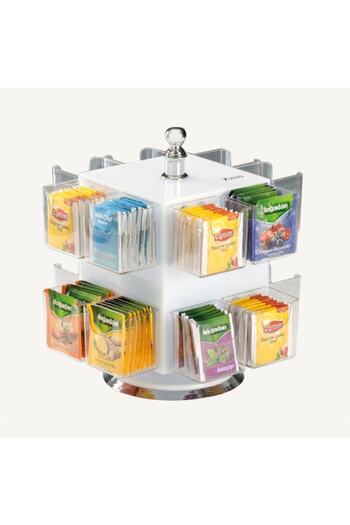Zicco Acrylic 16-Eye Rotating Bag Tea Stand White