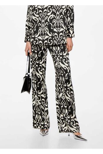 MANGO Woman Patterned Satin Trousers