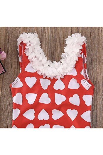 Kokosh kidss Girl's Heart Patterned Swimsuit
