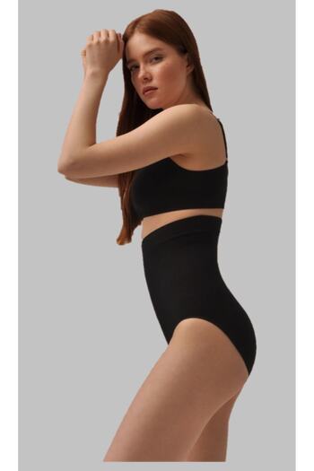 MİSTİRİK Biloba Non-Slip Silicone Strip Extra High Waist Slip Corset Black Color