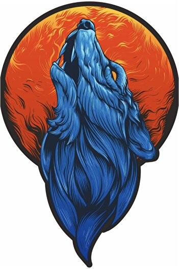 MegaSticker Autocolant pentru laptop și vehicul Wolf Howling 20 Cm