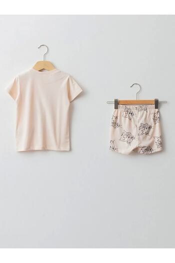 LC Waikiki Bisiklet Yaka Kısa Kollu Tom Ve Jerry Baskılı Pamuklu Erkek Bebek Pijama Takımı