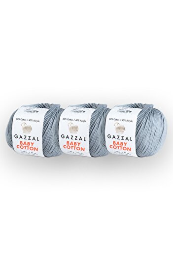 Gazzal Baby Cotton 50 Gr 3 Pack Amigurimi Punch Hand Knitting Yarn Taka Yarn (3430)