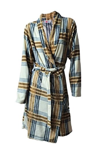 Ciciten 22303 Pocketed Patterned Winter Fleece Women's Dressing Gown