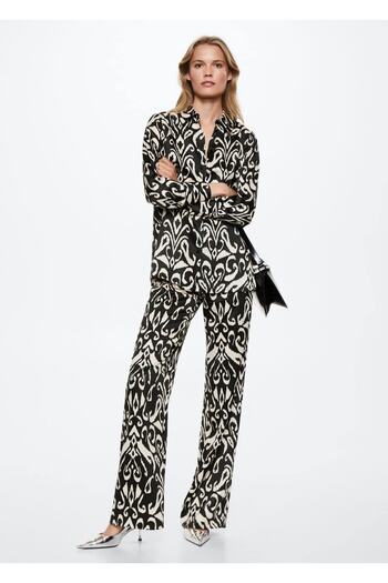 MANGO Woman Patterned Satin Trousers