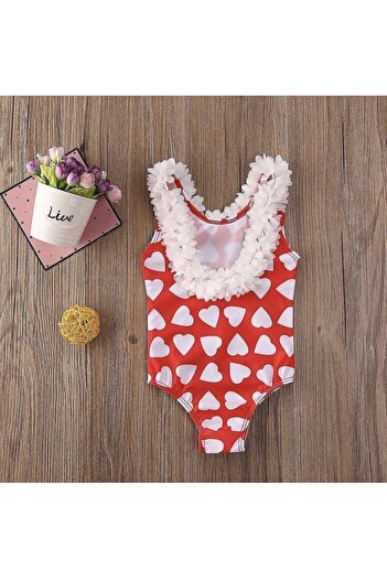 Kokosh kidss Girl's Heart Patterned Swimsuit
