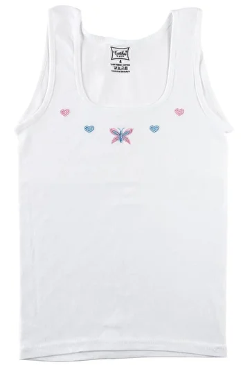 Tutku Wide Strap Embroidered Girls' Undershirt, Pack of 6