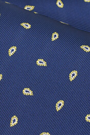 ALTINYILDIZ CLASSICS Men's Navy Blue-yellow Tie-handkerchief Set