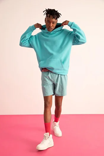 DeFacto Oversize Fit Hooded Kangaroo Pocket Soft Fuzzy Sweatshirt