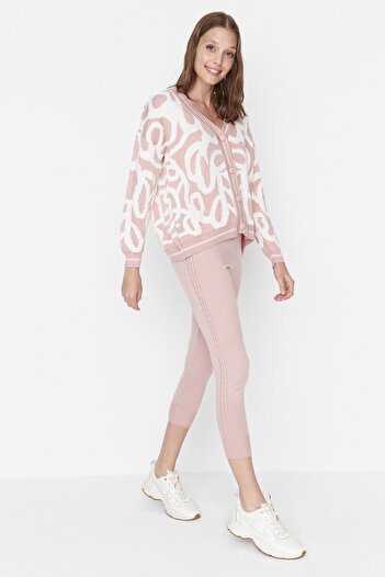 Trendyol Collection Powder Jacquard Cardigan Trousers Knitwear Top and Bottom Set TWOAW22AU0341