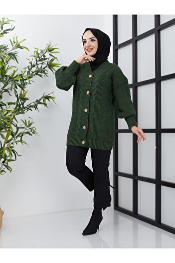 Pamuk Butik Women's Knitwear Knitted Patterned Cardigan