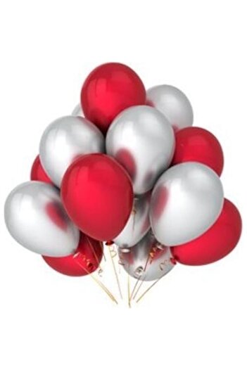 Parti Furyası Red Silver 30 Pieces Birthday Chain Balloon Set