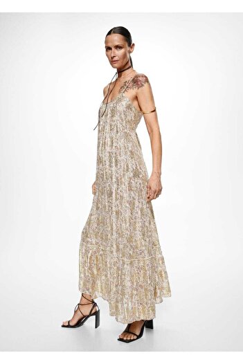 MANGO Woman Floral Lurex Dress