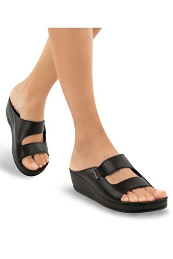 Muya Panna 31136-001 Papuci de damă cu talpă anatomică cu gel pentru călcâi Negru 36-40