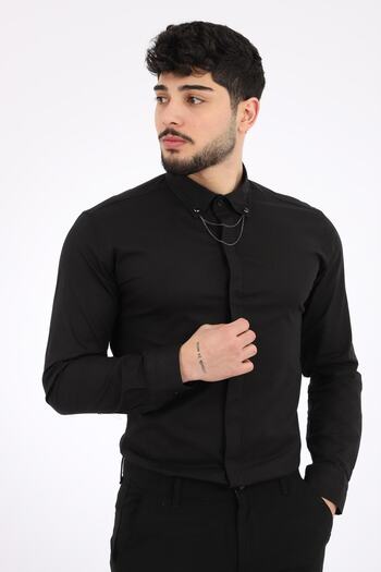 Stilkombin Style Combination Slim Fit Lycra Chain Shirt