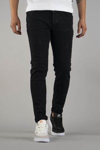 bombe Ανδρικό Slim Fit Στενό Κόψιμο Νυχιών Τζιν Παντελόνι Μαύρο