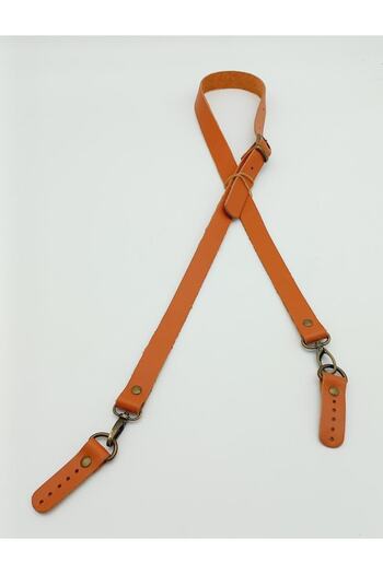 angel çanta aksesuar Real Leather Adjustable Long Handle 2x130 Orange Tan Antique Metal