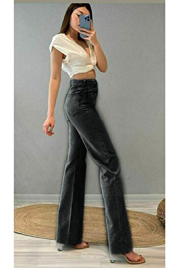 Trn JNS 90's Smoked Lycra Super High Waist Loose Jean Trousers