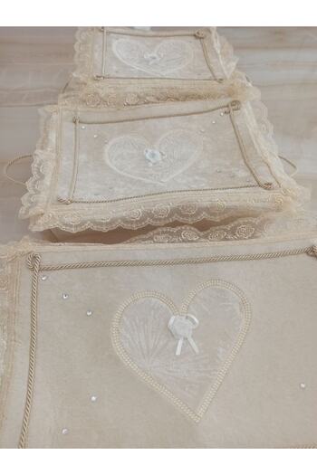 Yarençeyiz 3-Piece Velvet Ruched Heart Motif Quintessential Engagement Bridal Groom Hurcu