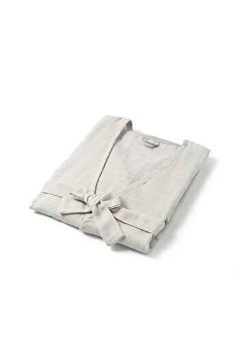 DEUX LAPINS 100% Cotton Kimono Women's Dressing Gown Cotton Gray - Gray
